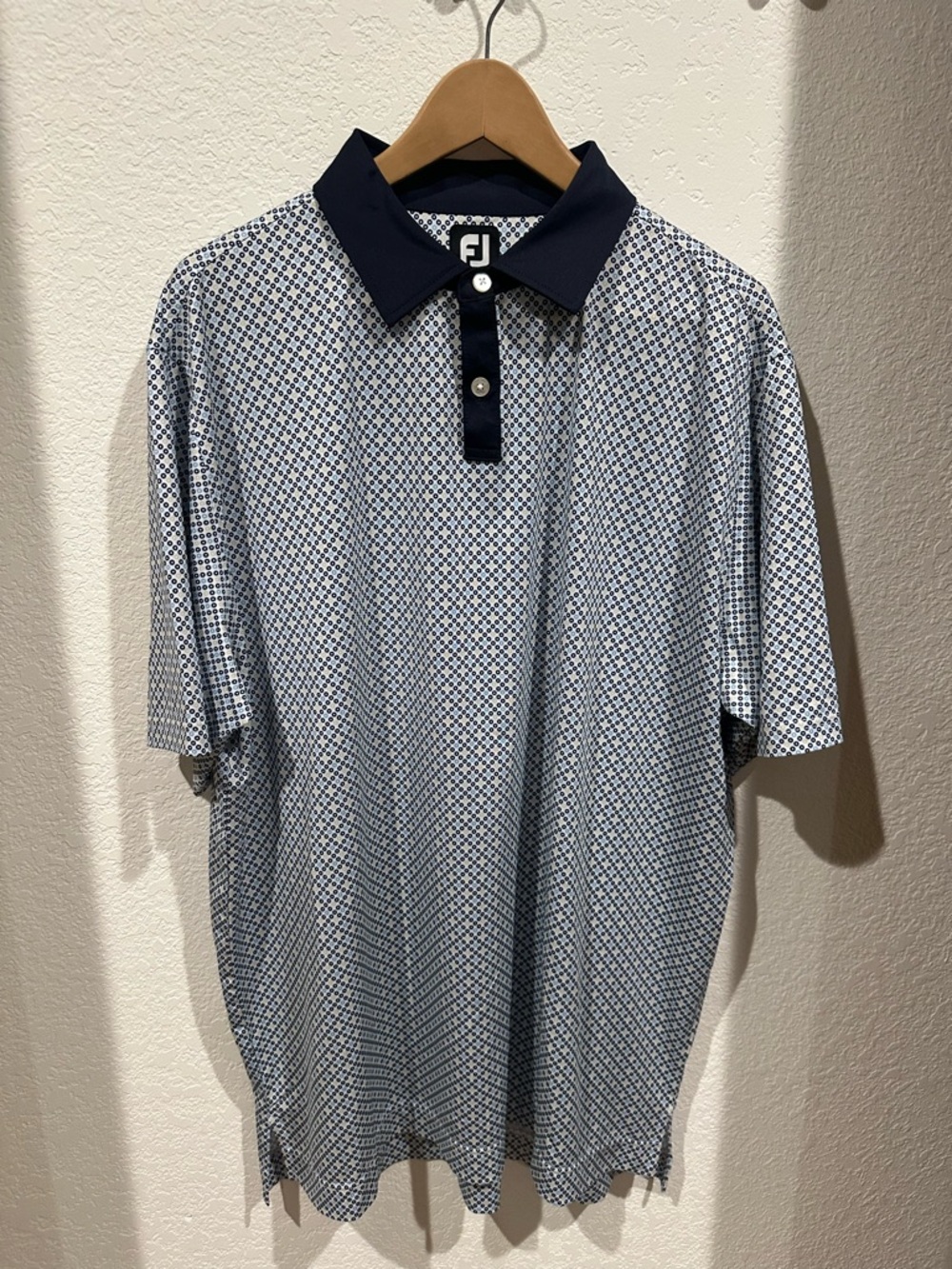 FootJoy Navy and White Micro-Pattern Performance Polo